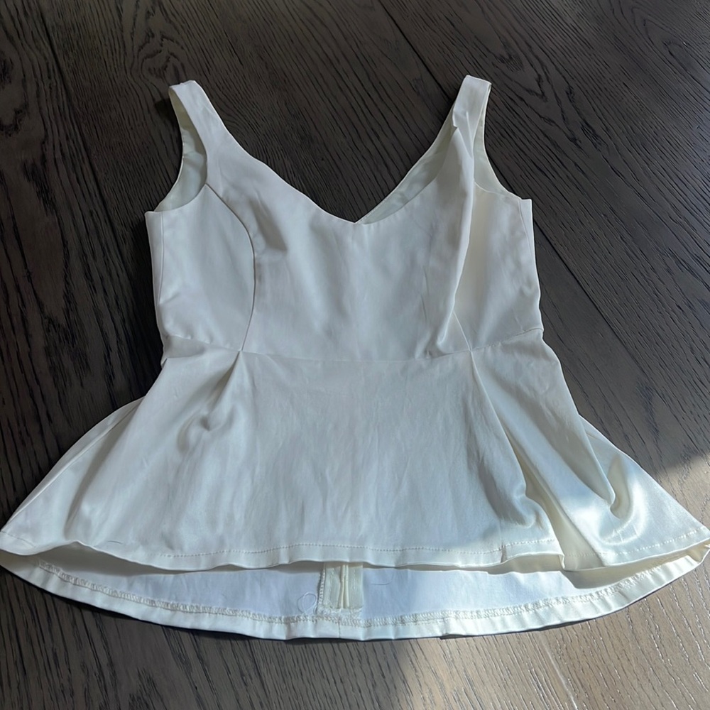 Cream peplum asos petite top size us 1 uk 4